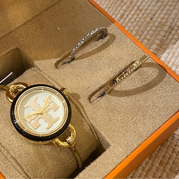 TORY BURCH The Miller Gold-Tone Stainless Bangle Bracelet Watch TBW6015 - Picture 11 of 16